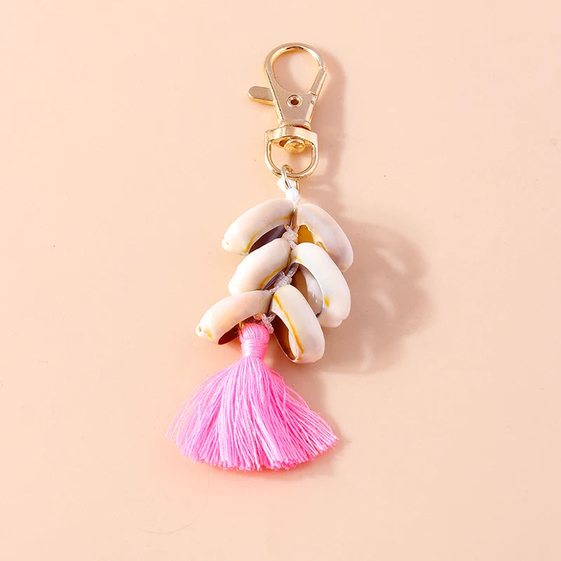 Cute Starfish Shell Keychains Summer Beach Marine Life Keyrings for Women Men Car Key Handbag Pendant Key Chains DIY Accessories