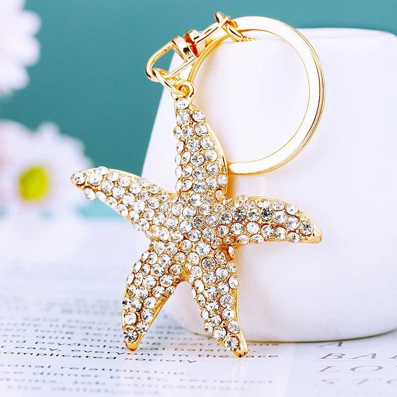 Summer Beach Starfish Keychain Souvenir Gifts for Women Men Car Key Handbag Pendants Keyrings DIY Jewelry Accessories