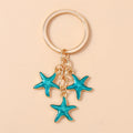 Aihua Cute Enamel Summer Beach Starfish Keychain Starfish Key Ring Pendant for Women Girls Handbag Decor DIY Handmade Jewelry