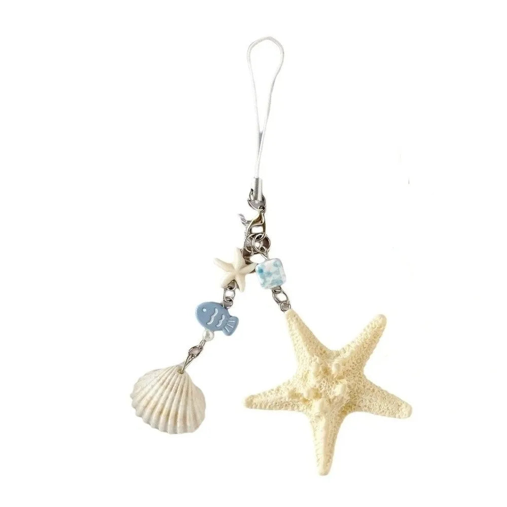 Funny Cute Starfish Shell Keychain Ocean Sea Series Summer Beach Style Keychain Bohemia Decorations Bag Hanging Gifts