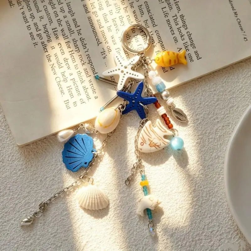 1Pcs Cute Scallop Shell Key Chain Summer Beach Starfish Pendant Non-fading Decor for Girls Backpack Car Key Holiday Gifts