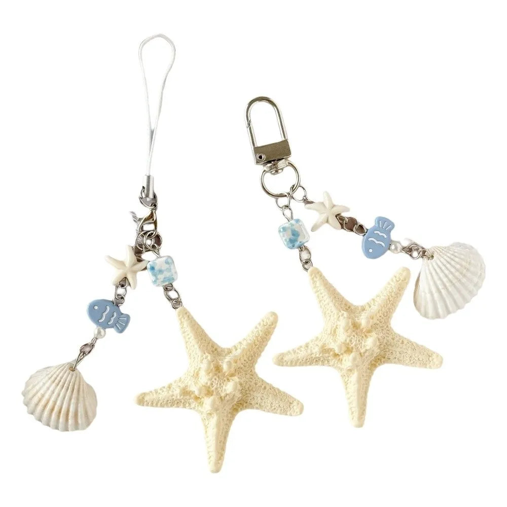 Funny Cute Starfish Shell Keychain Ocean Sea Series Summer Beach Style Keychain Bohemia Decorations Bag Hanging Gifts