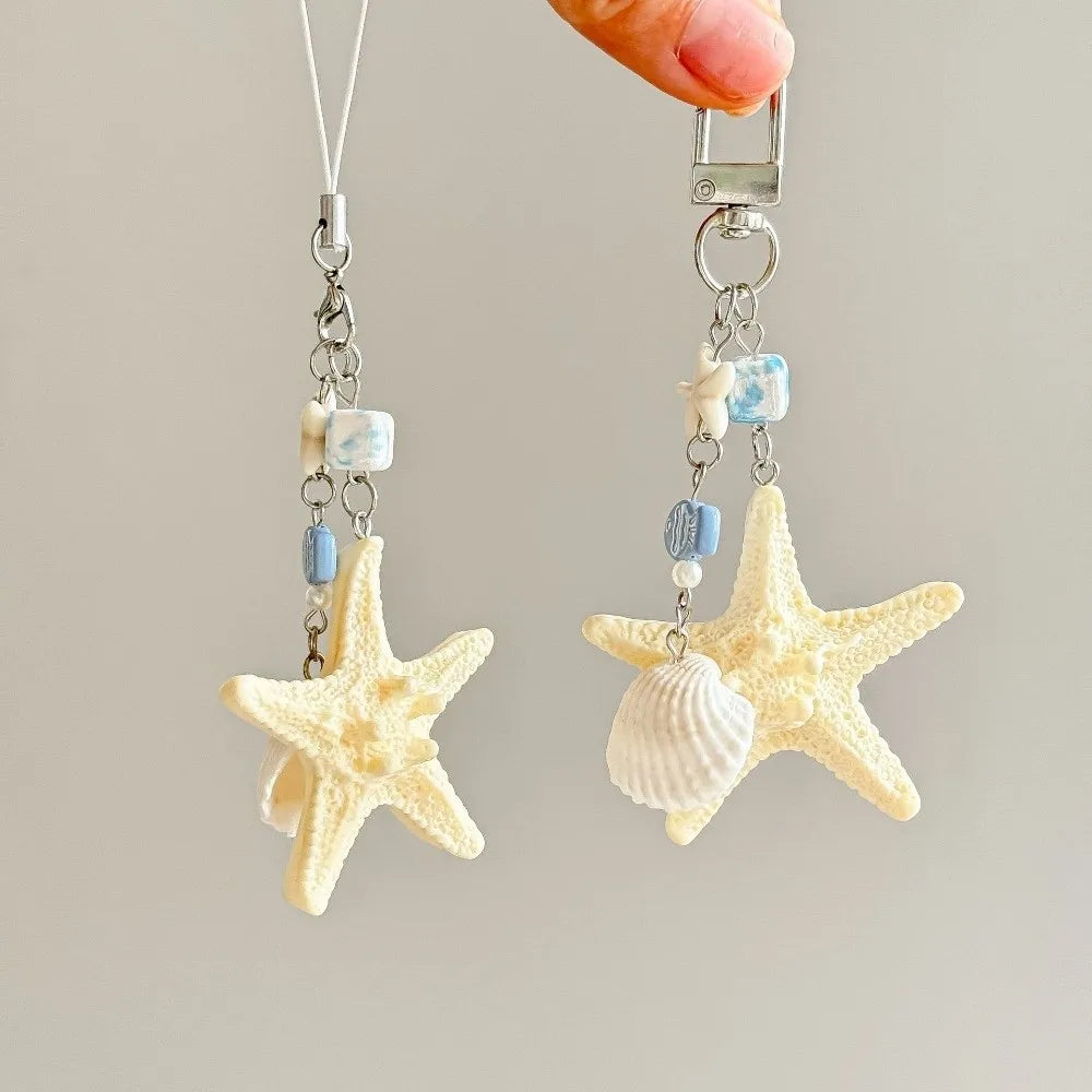 Funny Cute Starfish Shell Keychain Ocean Sea Series Summer Beach Style Keychain Bohemia Decorations Bag Hanging Gifts