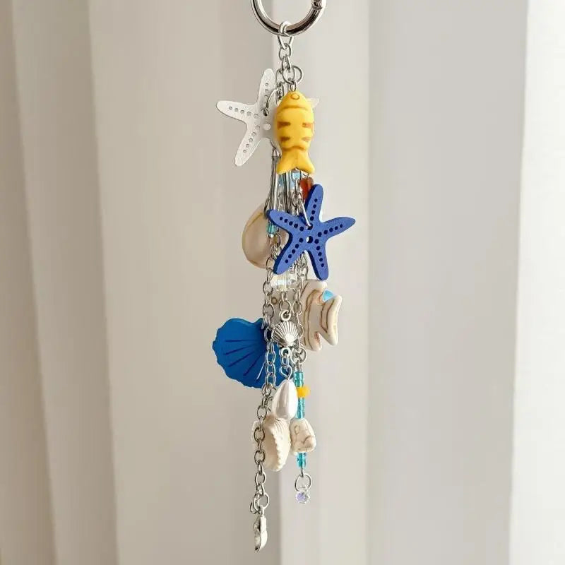 1Pcs Cute Scallop Shell Key Chain Summer Beach Starfish Pendant Non-fading Decor for Girls Backpack Car Key Holiday Gifts