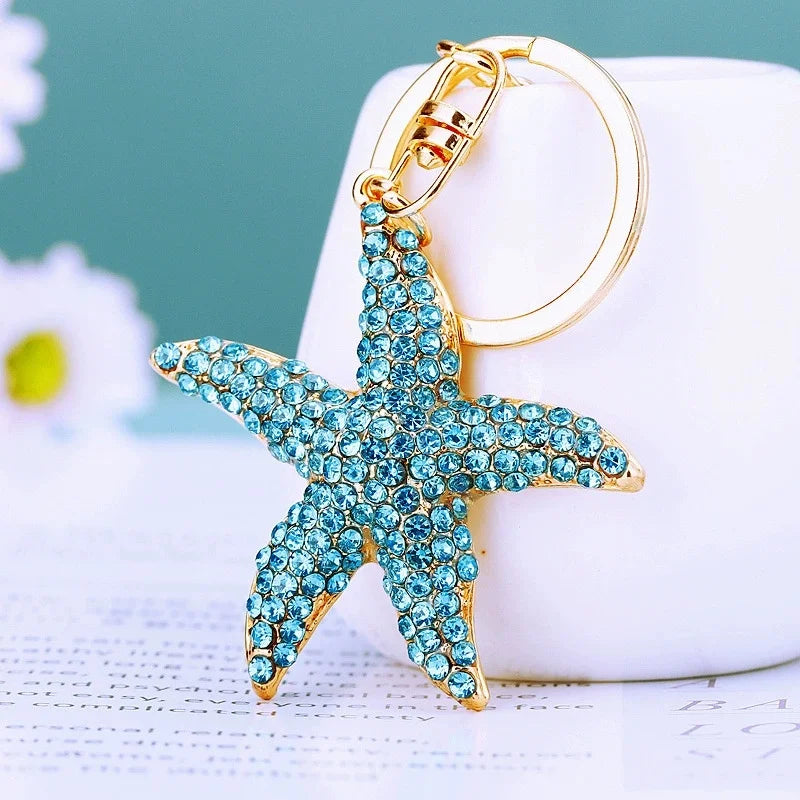 Summer Beach Starfish Keychain Souvenir Gifts for Women Men Car Key Handbag Pendants Keyrings DIY Jewelry Accessories