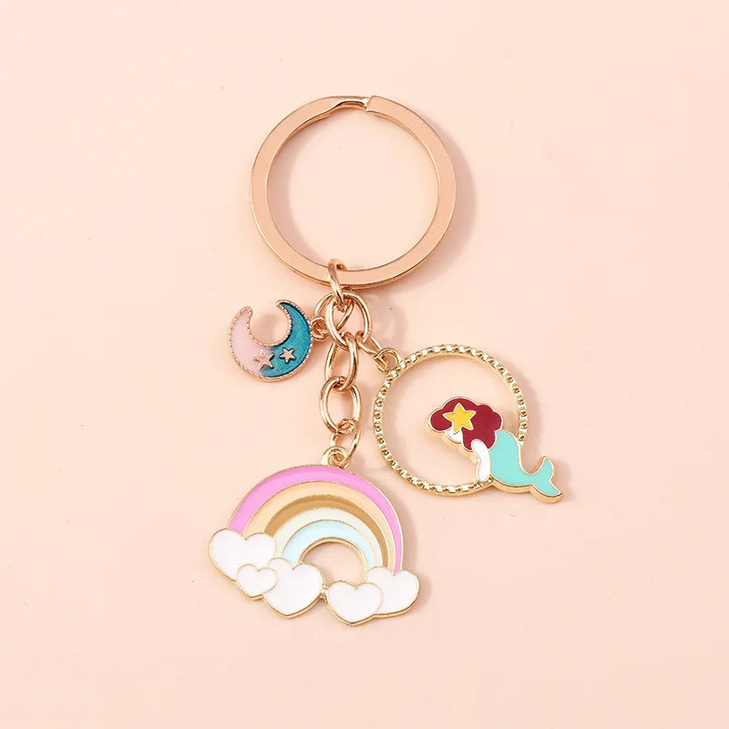 Cute Starfish Shell Keychains Summer Beach Marine Life Keyrings for Women Men Car Key Handbag Pendant Key Chains DIY Accessories