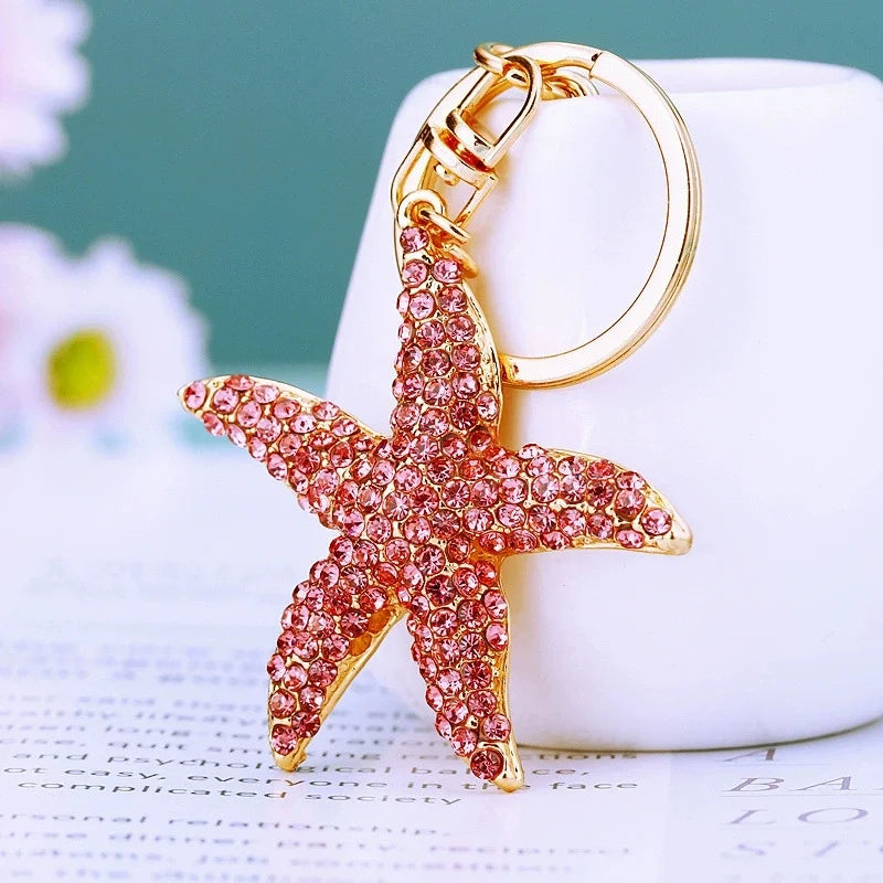 Summer Beach Starfish Keychain Souvenir Gifts for Women Men Car Key Handbag Pendants Keyrings DIY Jewelry Accessories