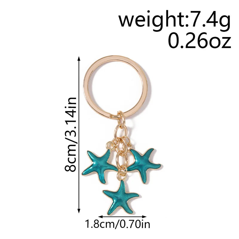 Aihua Cute Enamel Summer Beach Starfish Keychain Starfish Key Ring Pendant for Women Girls Handbag Decor DIY Handmade Jewelry