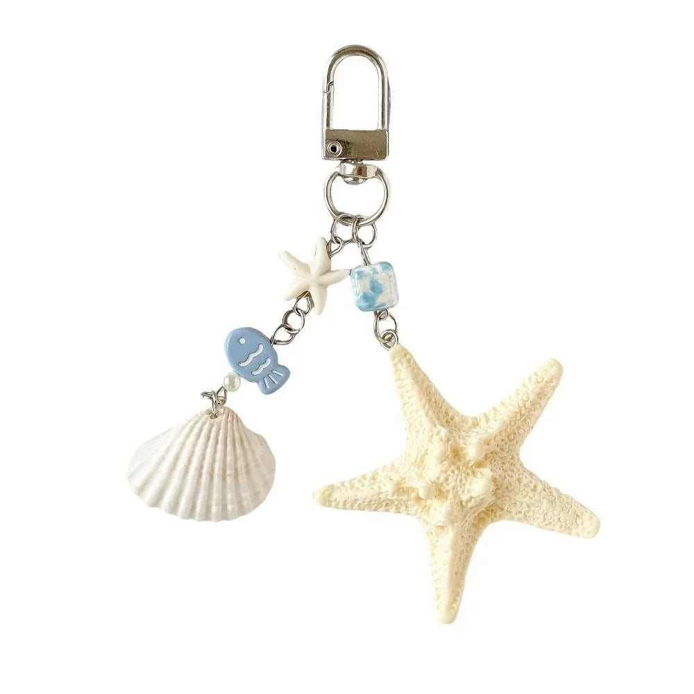 Funny Cute Starfish Shell Keychain Ocean Sea Series Summer Beach Style Keychain Bohemia Decorations Bag Hanging Gifts