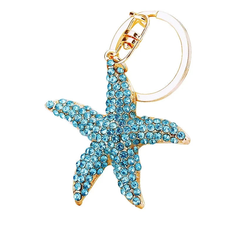 Summer Beach Starfish Keychain Souvenir Gifts for Women Men Car Key Handbag Pendants Keyrings DIY Jewelry Accessories
