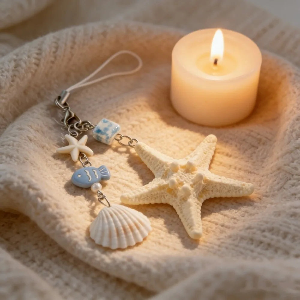 Funny Cute Starfish Shell Keychain Ocean Sea Series Summer Beach Style Keychain Bohemia Decorations Bag Hanging Gifts