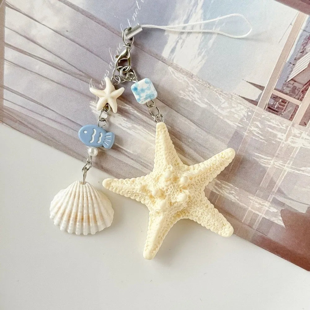 Funny Cute Starfish Shell Keychain Ocean Sea Series Summer Beach Style Keychain Bohemia Decorations Bag Hanging Gifts