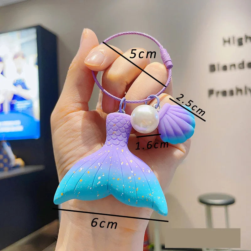Cute Mermaid Keychain Marine Life Shell Starfish Keyring Pendants for Women Girls Handbag Decor Charm Handmade Jewelry Gifts