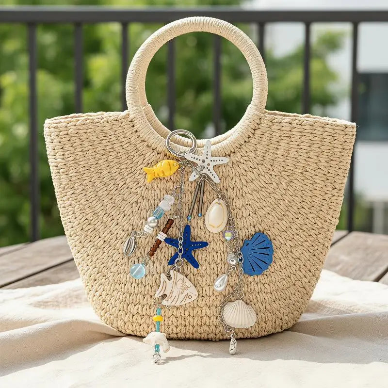 1Pcs Cute Scallop Shell Key Chain Summer Beach Starfish Pendant Non-fading Decor for Girls Backpack Car Key Holiday Gifts