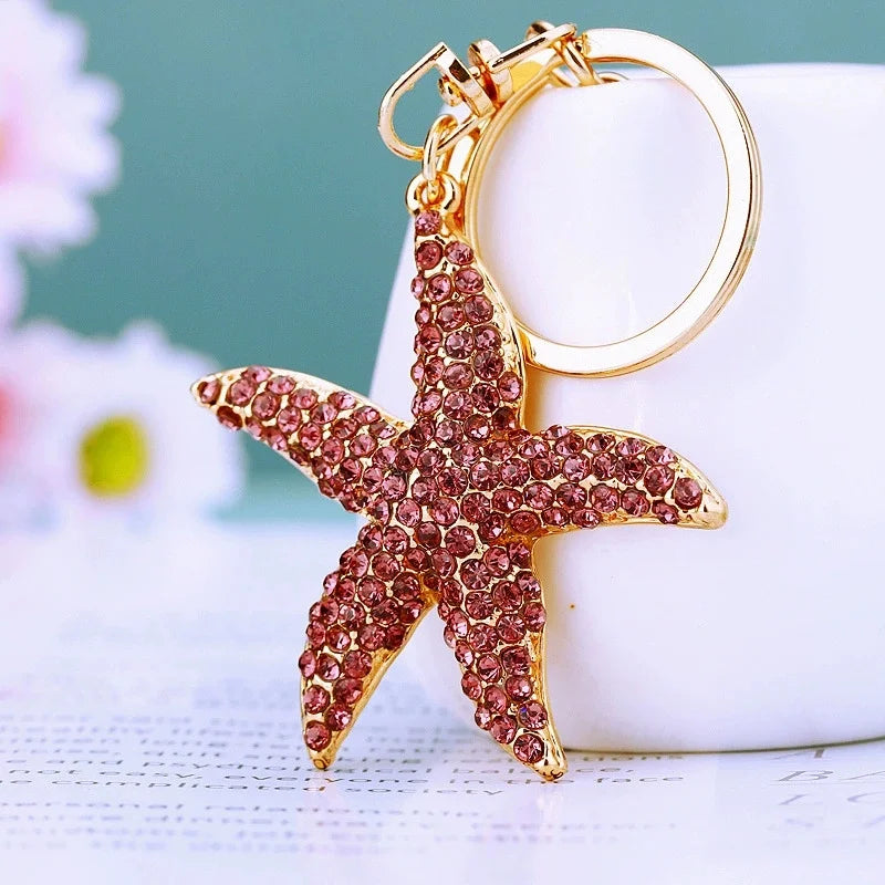 Summer Beach Starfish Keychain Souvenir Gifts for Women Men Car Key Handbag Pendants Keyrings DIY Jewelry Accessories
